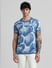 Blue Printed Crew Neck T-shirt_409404+2